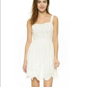 Joie Ornata Embroidered Eyelet Dress 4 Porcelain Linen NWT $368